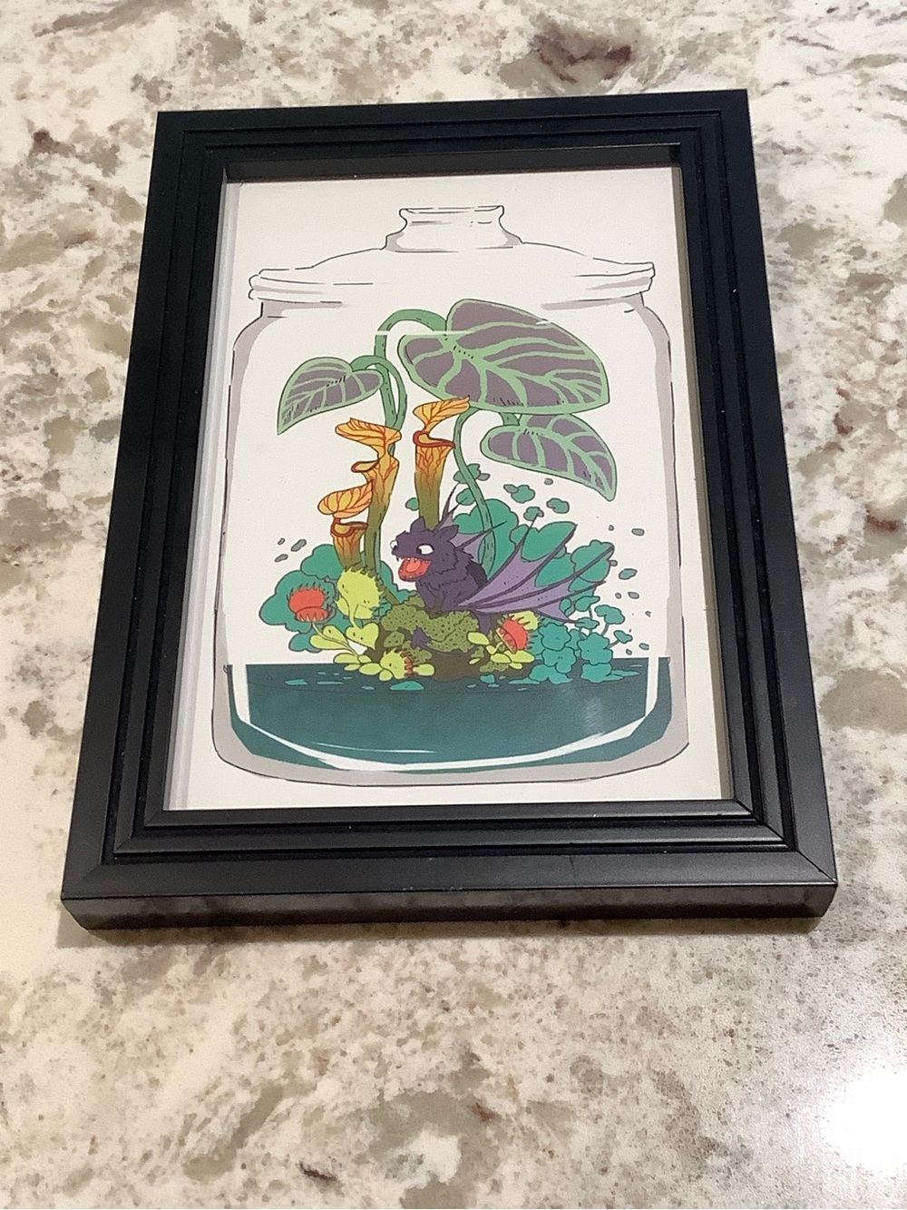 Black Framed Botanical Dragon Art Print